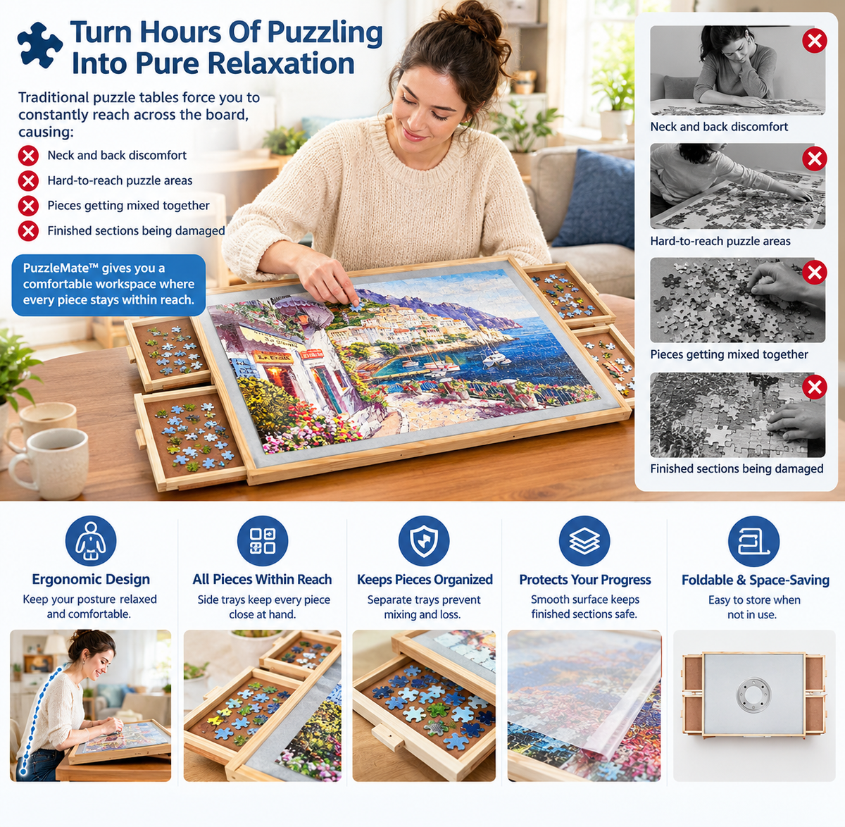 🧩 PuzzleMate™ 2-in-1 Rotating & Tilting Puzzle Board