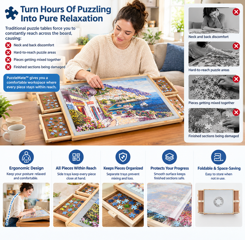 🧩 PuzzleMate™ 2-in-1 Rotating & Tilting Puzzle Board
