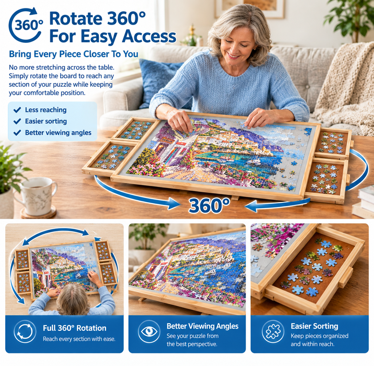 🧩 PuzzleMate™ 2-in-1 Rotating & Tilting Puzzle Board