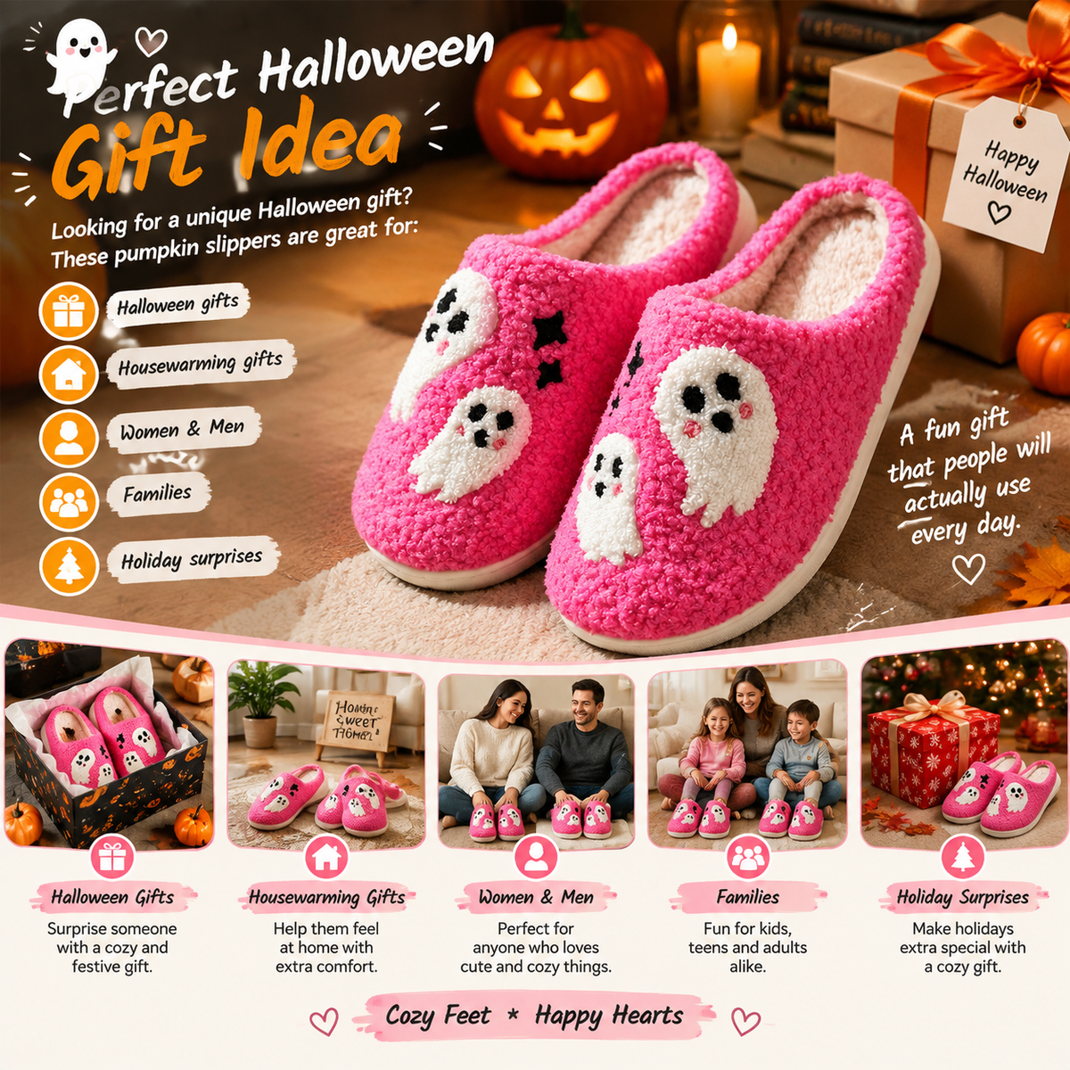 🎃 Cozy Halloween Pumpkin Slippers