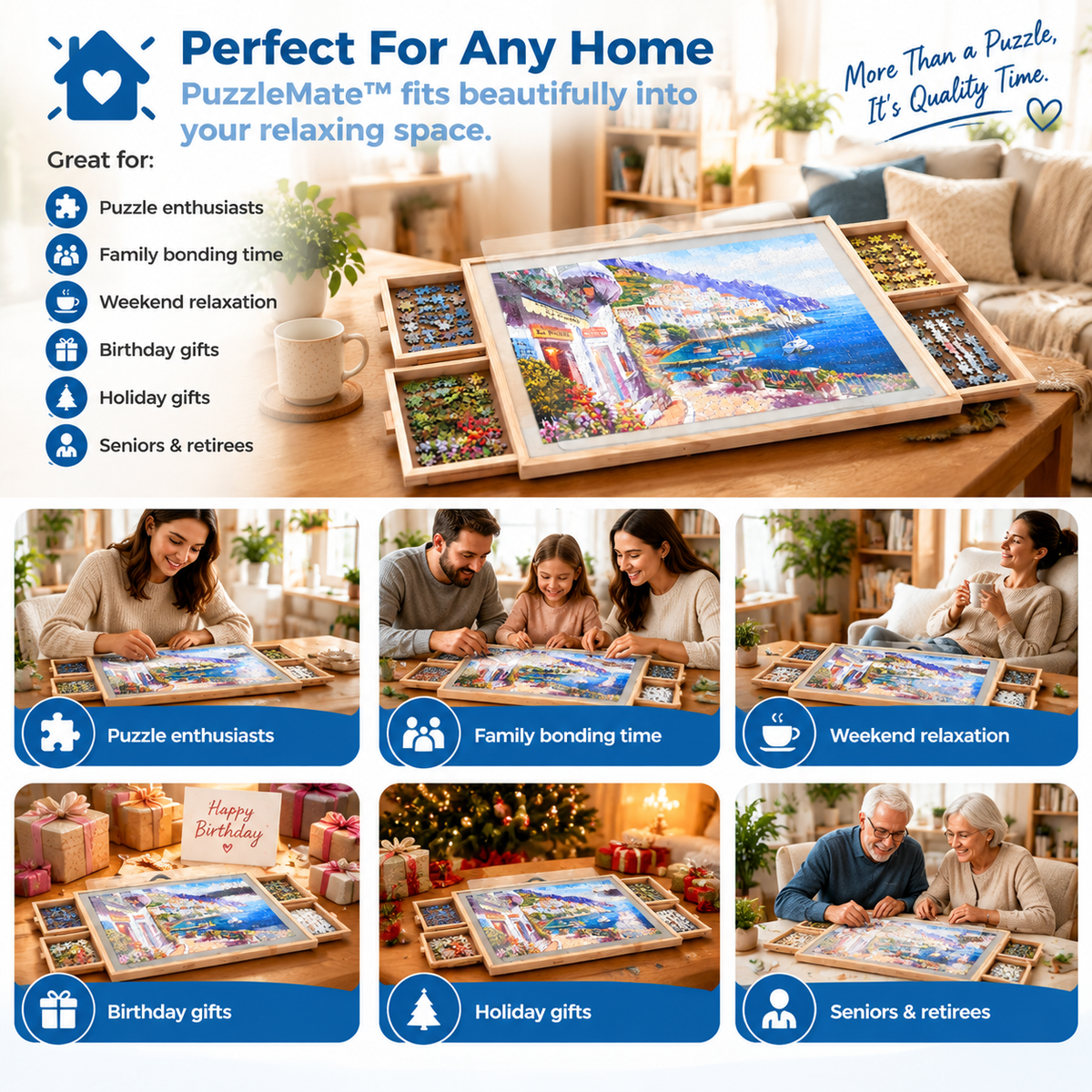 🧩 PuzzleMate™ 2-in-1 Rotating & Tilting Puzzle Board