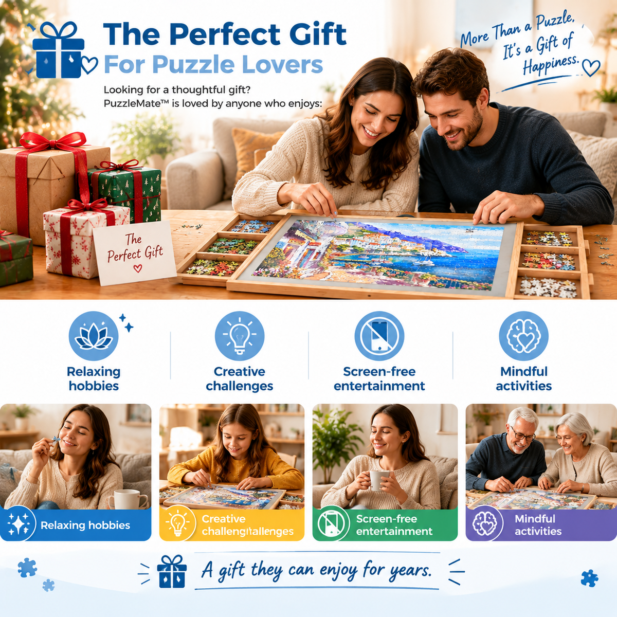 🧩 PuzzleMate™ 2-in-1 Rotating & Tilting Puzzle Board